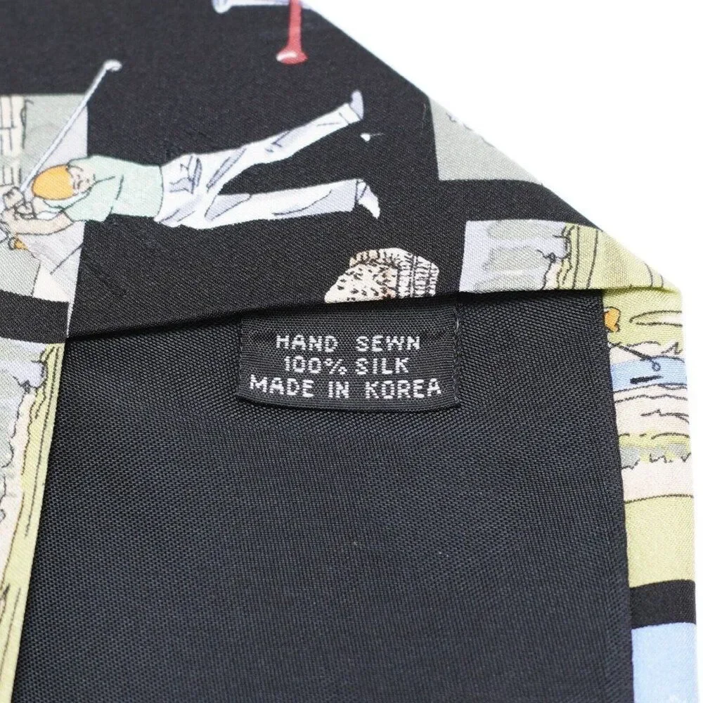 Vintage 1999 Nicole Miller Black Novelty Print Woven Wide Tie‎